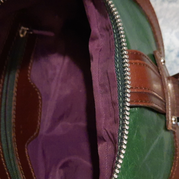 Green and brown vintage y2k Tano Leather crossbody purse Italian leather - Picture 7 of 9